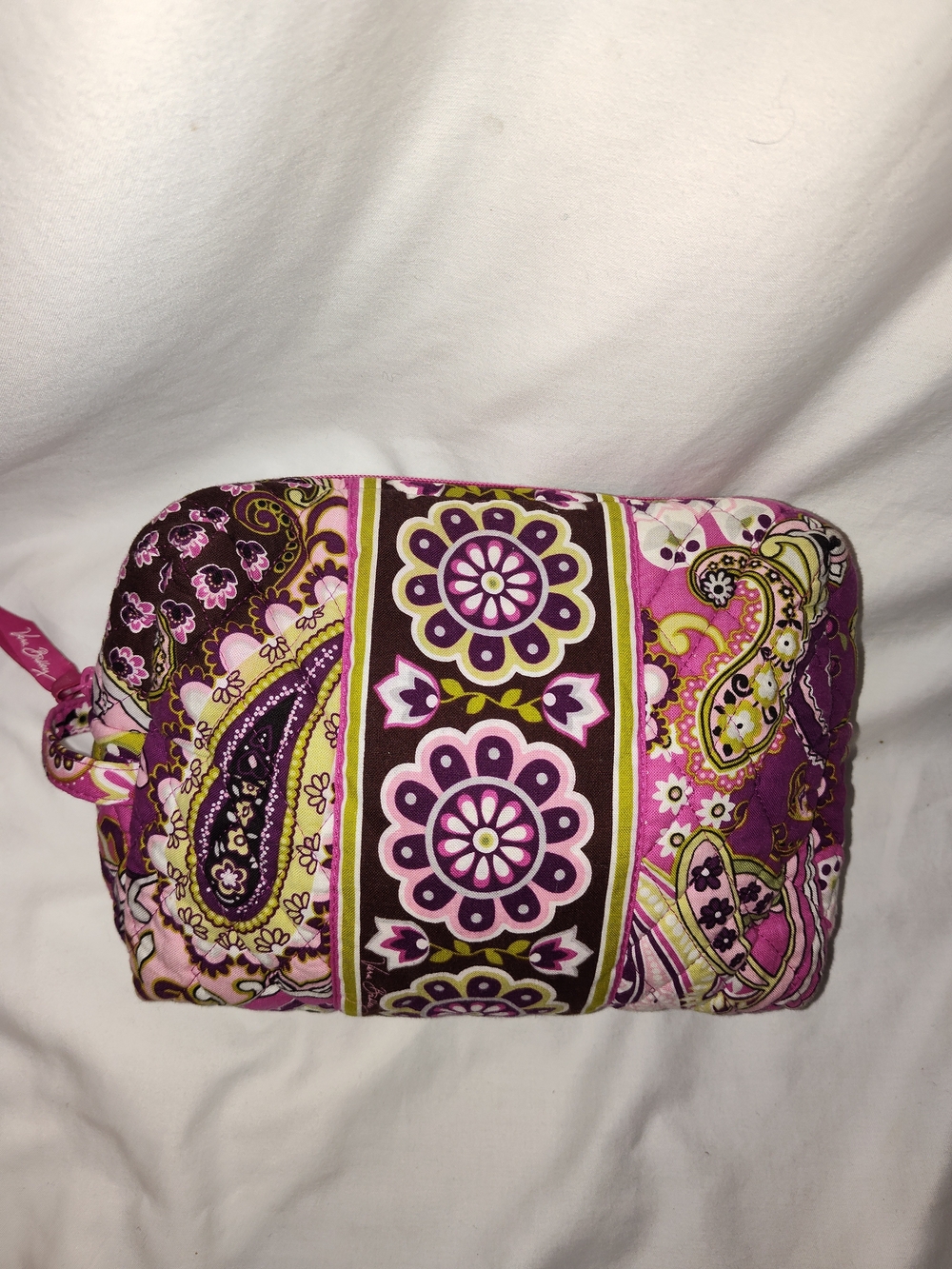 Vera Bradley Pink Purple Floral Paisley Quilted Cosmetic Pouch